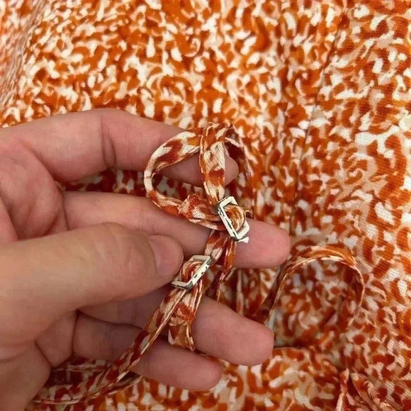 C/meo COLLECTIVE halter fitted ruffle midi dress open back size M ulla sundress - Picture 13 of 13